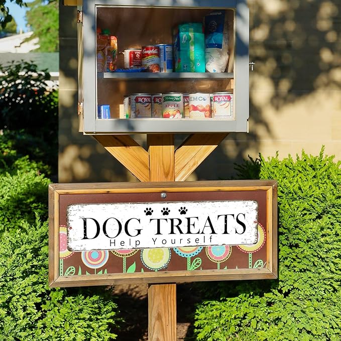 12x3 Inch Dog Treats Sign PC Signage Decor for Outdoor Pet Dog Crates Kennels Cage
