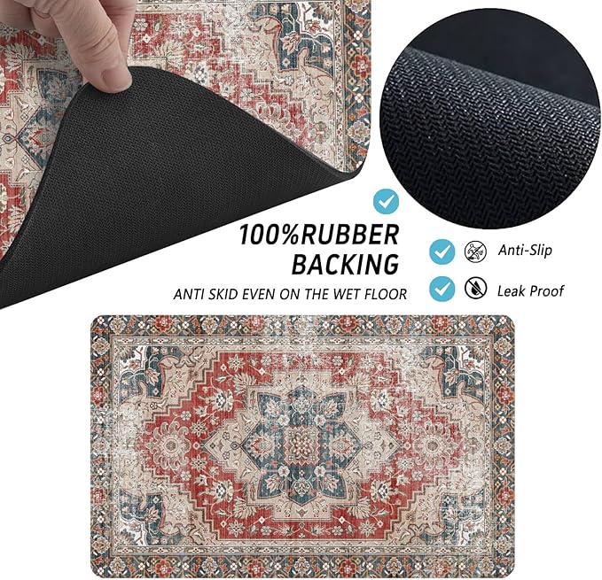 Dog Food Mats for Floors, Absorbent and Quick-Drying Pet Cat Food Mat,Anti-Fouling and Easy-to-Clean Pet Feeding Mat,Dog Bowl Mat for Messy Drinking Water Bowls.12 x20, Bohemia Style
