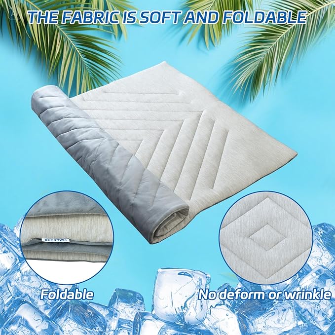 Dog Cooling Mat Self Coolings Foldable Cooling Pad for Dog in Summer Coolings Mat for Dogs and Cats Machine Washable (Rectangle,Gray, X-Large-59 L x 40" W)