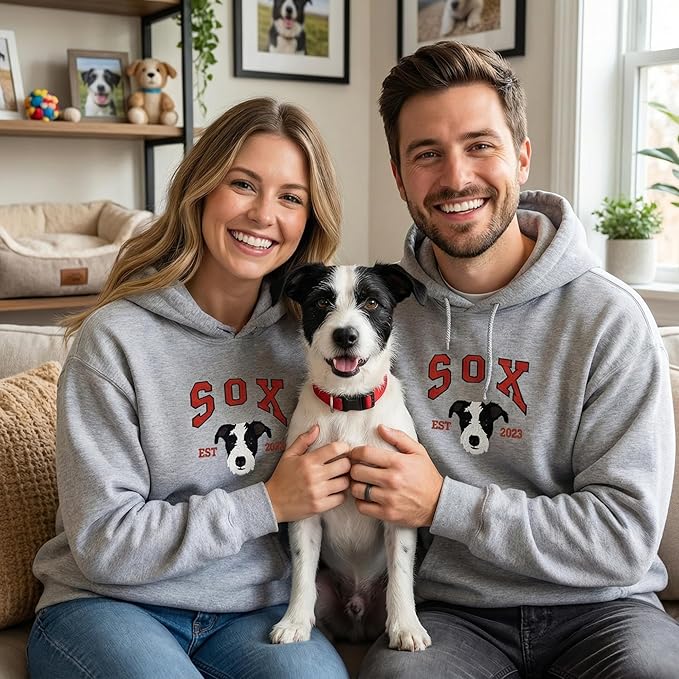 COUPLEHOODIES Custom Dog Portrait Sweatshirt from Photo – Personalized Pet Memorial Gift for Dog Moms, Cat Lovers or Pet Loss