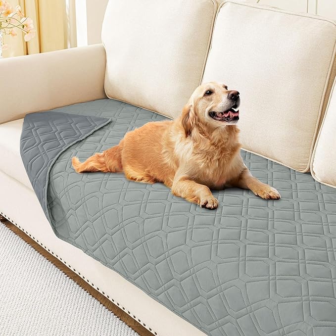 hyha Waterproof Dog Bed Blanket, Soft Pet Blankets, Waterproof Couch Cover for Dogs, Reversible Sofa Covers Washable for Furniture (30x70 Inch, Grey/Dark Grey)