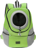 Mogoko Airline Approved Cat Dog Backpack, Puppy Pet Carrier Front Bag with Breathable Head Out Design and Double Mesh Padded Shoulder for Outdoor Travel Hiking (L, Green)