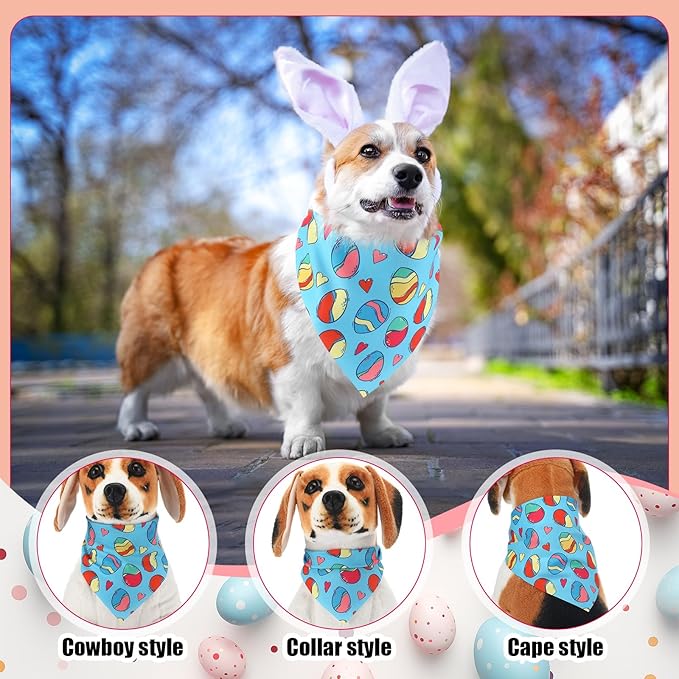 Aliceset 180 Pcs Easter Dog Bandana Bulk Spring Bandanas for Dog Cute Pet Scarf Bibs Soft Triangle Scarf Bunny Neckerchief Holiday Costume for Boy and Girl, Small and Medium Pet