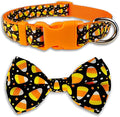 Halloween Dog Bow Tie Collar, Holiday Candy Corn Collar for Large Medium Small Dog Pets Puppies