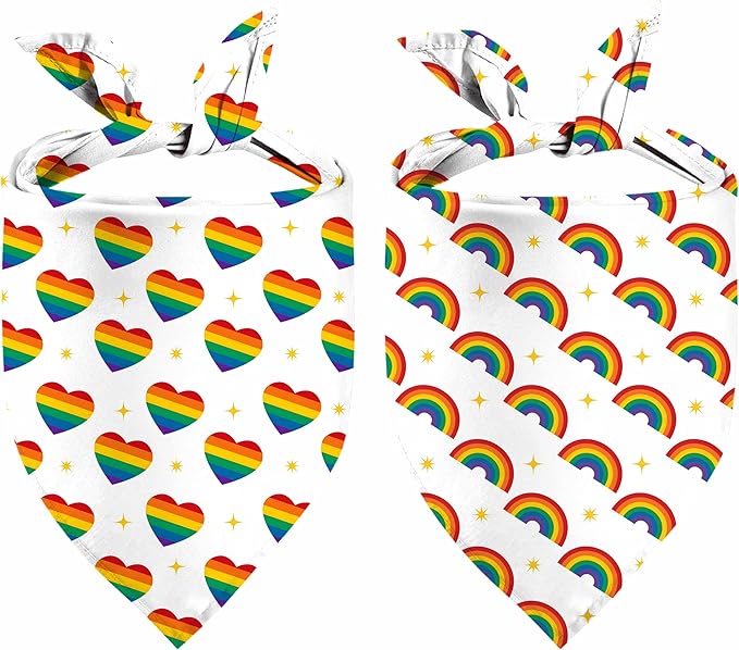 Rainbow Dog Bandanas Love is Love Pride Triangle Bibs Dog Paw Pet Scarf Reversible Double-Sided Pet Neckerchief for Pride Day Small Medium Large Cat Costume Accessories
