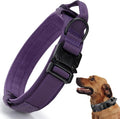 Tactical Dog Collar, Adjustable Military Training Nylon Dog Collar with Control Handle and Heavy Quick-Release Metal Buckle for Small Medium Large Dogs, Purple M