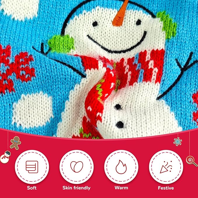 Pet Christmas Dog Sweaters Cute Animal Snowman Printed Puppy Xmas Costumes Winter Warm Turtleneck Jumpers Puppy Knitted Clothes Cat Outfits (S, Blue Snowman)