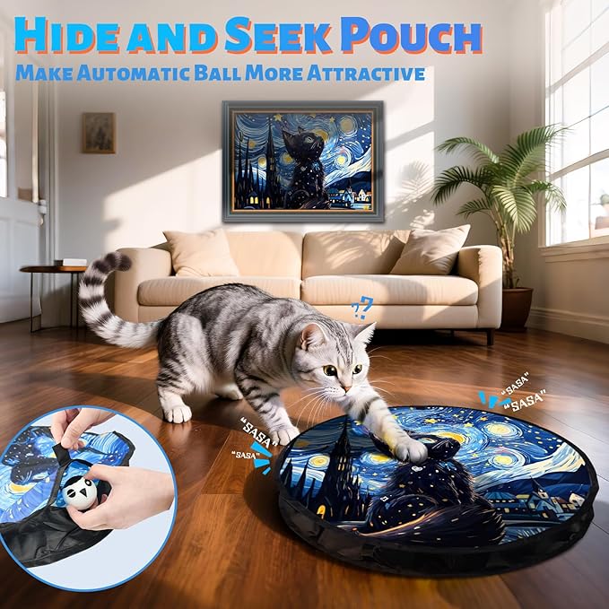 ORSDA Cat Toys Pouch, Cat Toys for Indoor Cats Hide and Seek Mat Suitable for Kitten Balls