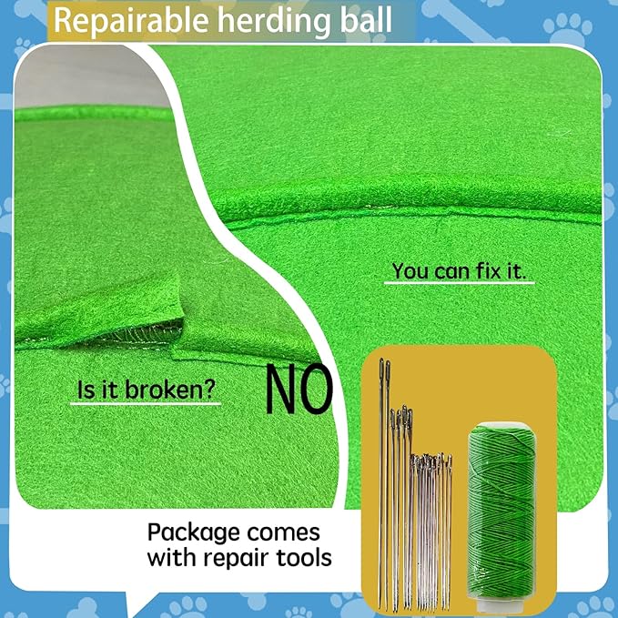 Herding Ball for Dogs, Dual Layered Herding Dog Ball Set for Australian Shepherd, Cattle, Collie, for Dog, Agility Equipment- Free Training Book (Green, 25 inch)