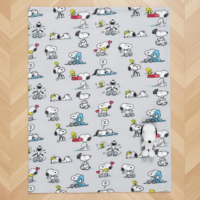 Peanuts Snoopy Pet Throw & Pet Pillow Set - 40in x 50in Super Soft Cozy Throw Blanket for Dogs & Cats - Couch/Bed/Car, (Officially Licensed Product) by Franco Pet