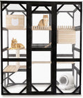 Large Catio Outdoor Cat Enclosure Window 73" H Walk-in Cat House Kitty Cage for Multiple Indoor Outdoor Cats Outside Patio with 5 Access Doors Waterproof Roof