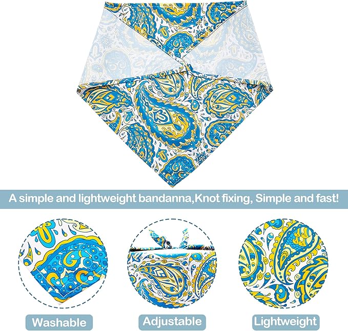 30 Pcs Paisley Bandanas for Dog Polyester Print One Side Bandana Bulk for Small Medium Dogs Breed Reversible Stitch Bandana Grooming M