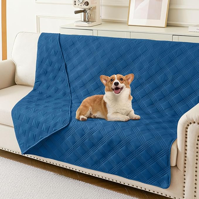 hyha Waterproof Dog Blanket, Reversible Pet Bed Blanket, Soft Sofa Couch Cover for Dogs Washable, Waterproof Pet Couch Covers for Sofa Puppy Cats Furniture Protector(68"x82", Navy Blue/Navy Blue)