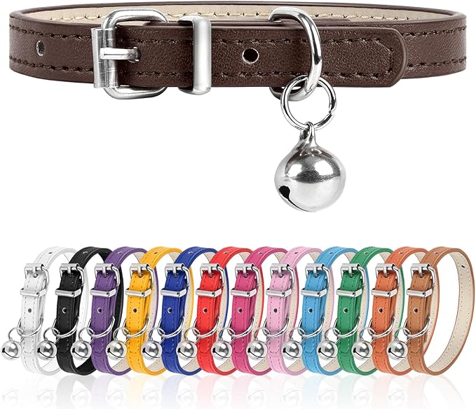 XS Dog Collar for Teacup Adjustable Teacup Dog Collar for Small Medium Large Dogs 3/8 inch Width (Brown, XS)