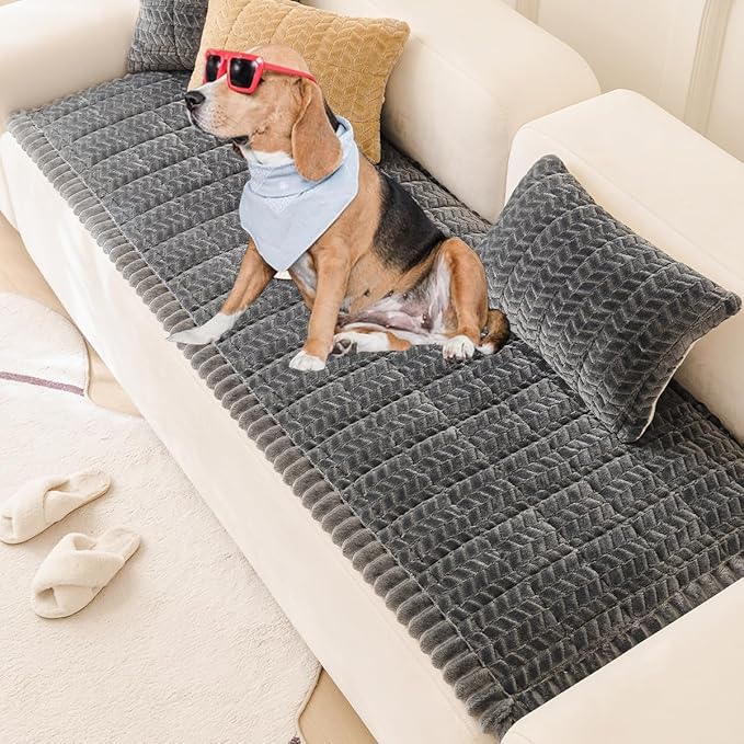 Sofa Cover Fuzzy Couch Cover for Pet, Couch Covers for Dogs Washable Non-Slip Sofa Slipcover Cushion Protector Pets Friendly Mat Bed
