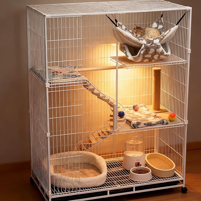 Cat Hammock for Cage, Soft Warm Hanging Bed for Kitten, Guinea Pig, Ferret, Rat, Chinchilla and Other Small Pets, Cozy Bunkbed 13.39"x13.39", Love Coffee Pattern