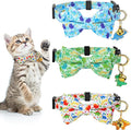 3 PCS Cat Collars with Bow Tie and Bell, Cat Collars Dinosaurs Pattern Breakaway Adjustable Cat Bow Tie Collars, Cute Bow Tie Suitable for Kittens Or Certain Puppies