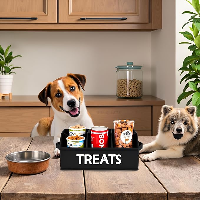 Morezi Dog treat storage organizers pet storage basket organizer great for organizing food treats snack for pet dogs cats birds animal black