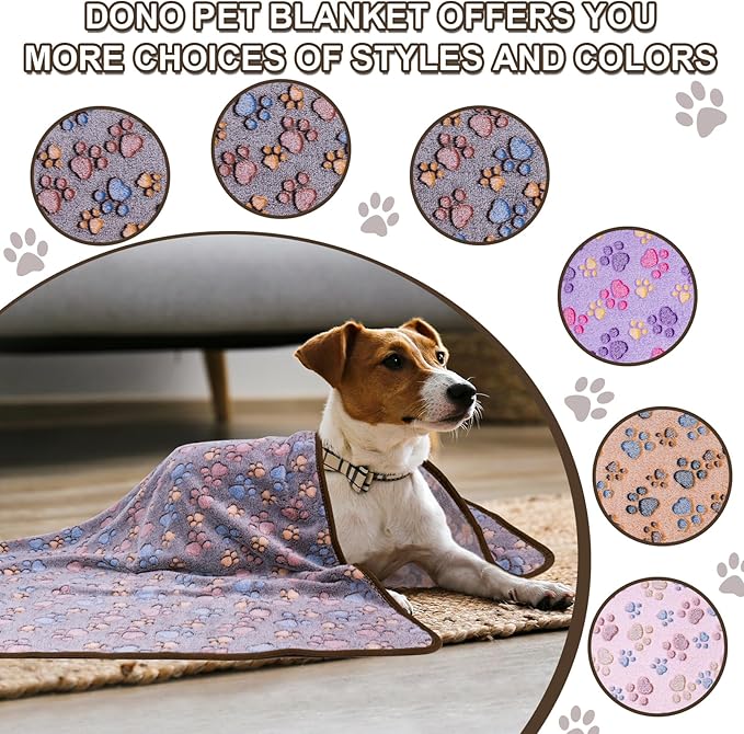 Dono 1 Pack 3 Dog Blankets for Small Dogs, Soft Fluffy Paw Print Pattern Fleece Pet Blanket Warm Sleep Mat, Puppy Kitten Blanket Doggy Mat for Dog Cat Kitten Doggy (40 * 30")