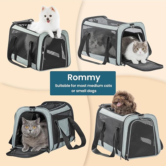 19 x 12 x 12 Large Cat Car Carrier – Roomy Escape-Proof Cat Car Seat for Safe Driving, Lockable Zippers & Safety Tether, Soft-Sided Travel Carrier for Road Trips & Vet Visits