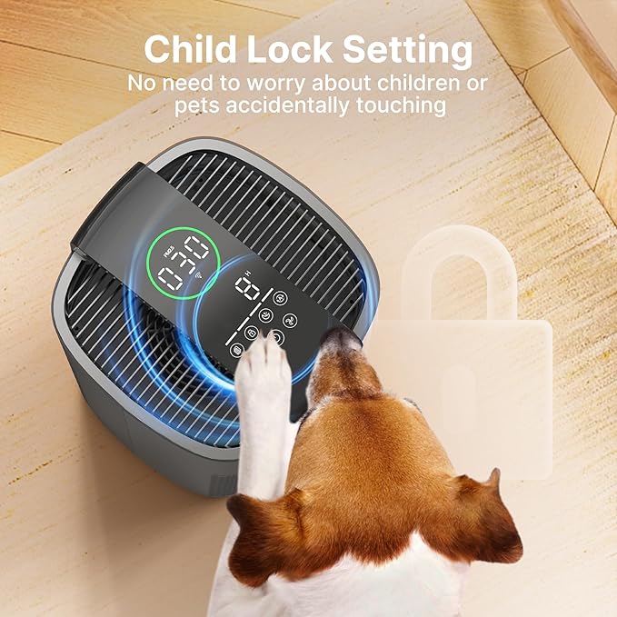 Air Purifiers for Home Large Room Up to 3600 Ft² with PM 2.5 Air Laser Sensor, HEPA 4-in-1 Filter for Airborne Particles, Sleep Mode for Allergies, Pet Hair in Bedroom, MR7566-WF, Grey, 1Pack+3Modes