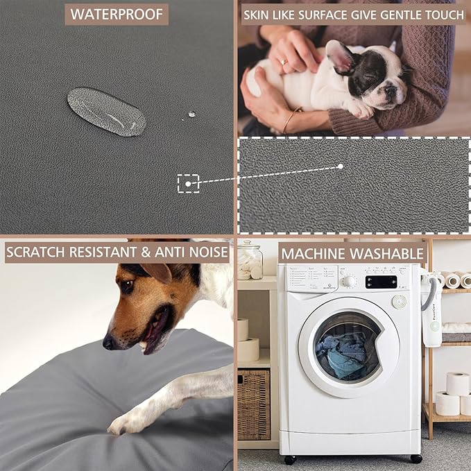 Dog Bed Cover Waterproof Replacement Machine Washable Covers for Dog Bed Heavy Duty Scratch Resistant Mattress Protector Pet Bed 24x18 Inch Grey Cover Only