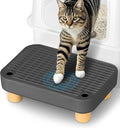 Litter Box Step, Litter Box Ramp/Catcher with Wooden Base, Anti-Tracking & Easy to Clean, Ideal for Small & Elderly Cats (Black)