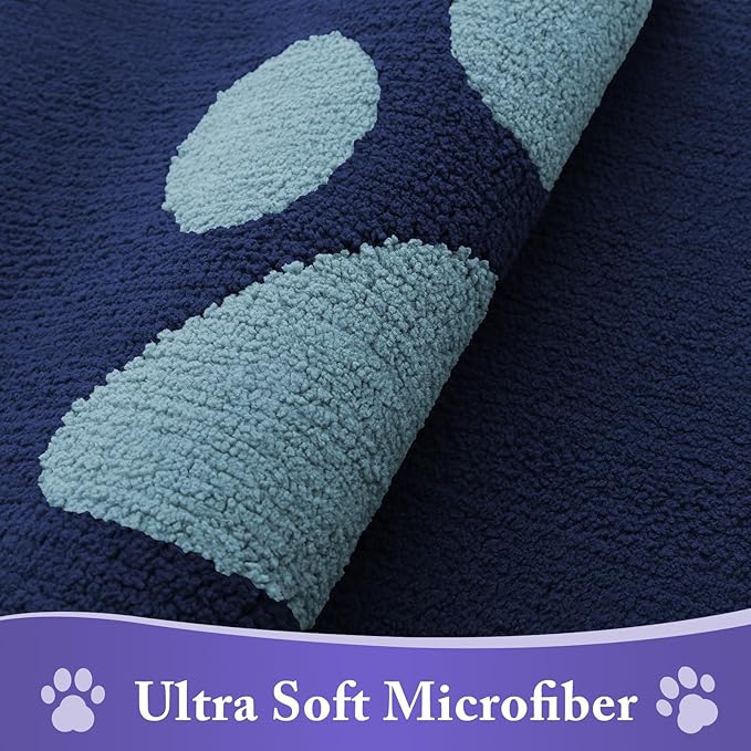 Buganda Dog Door Mat for Muddy Paws, Absorbent Dirt Trapper Non Slip Indoor Doormats, Washable Low-Profile Mat for Mud Dogs, Entryway Carpet for Inside Floor (40x32 Inches, Dark Blue)