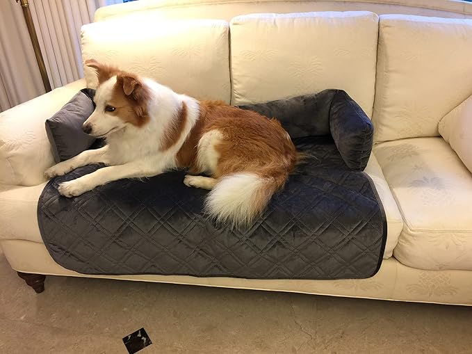 Brilliant Sunshine Premium Calming Dog Bed Mat, Silky Velvet, Removable Washable Cover, Cushion Protector and Couch Covers for Dogs, Pets, Cats, Large, Grey