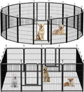Dog Playpen,Portable Outdoor Dog Fence, Dog Playpen for Large/Medium/Small Dogs, Dog Fences for The Yard,with Doors Foldable Metal (16 Panels, 45 inch)