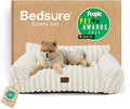 Bedsure ComfyFleece™ Cute Cat Couch for Pets - As Seen on TV on Good Day New York, Small Medium Dog Bed, Supportive Couch Bed for Small Dogs, 30 Inch, Cream