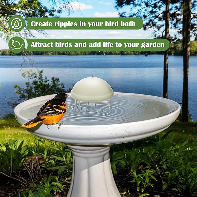 Buzzlett Bird Bath Water Circulator, Water Agitator for Bird Bath, Battery Powered, Energy Saving Switch Design and Quiet, Attract Birds