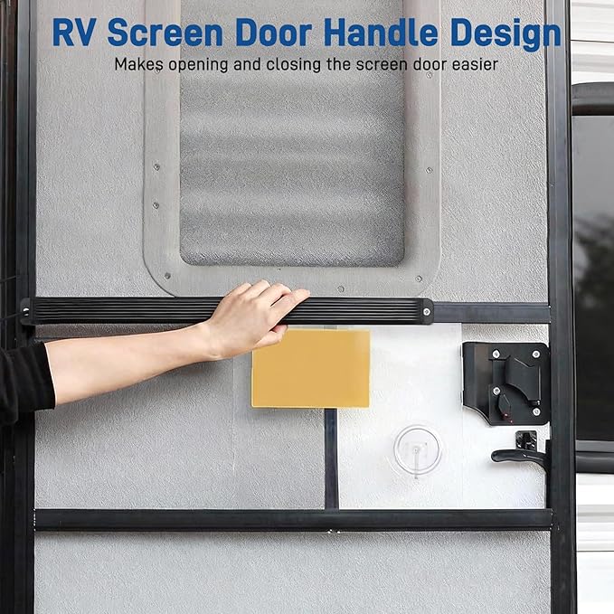 JERBOR RV Screen Door Closer with Adjustable Tension, Aluminum Camper Automatic Closing Device, Fit for Most Camper Latches & Travel Trailer Handles