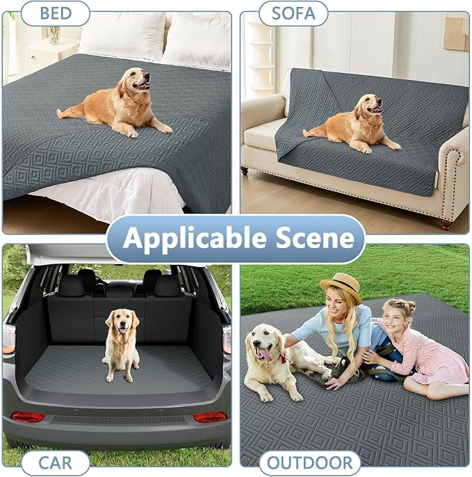 hyha Waterproof Dog Blanket, Soft Dog Bed Cover Pet Blankets, Waterproof Sofa Couch Cover for Dogs Washable, Reversible Pet Couch Covers for Sofa Furniture (52x82 Inch, Dark Grey/Dark Grey)