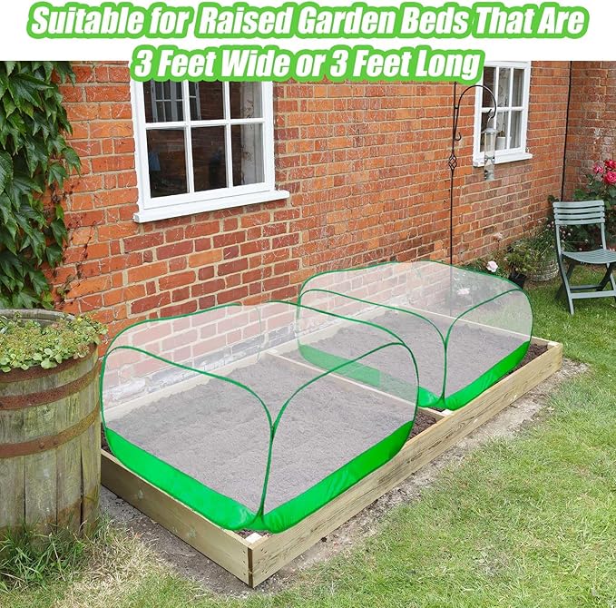 Pop Up Garden Mesh Plant Cover 2Pcs Outdoor Plant Protector Mesh Plant Enclosure Raised Bed Garden Bird and Pest Protection Guard for Fruits Vegetables Seedlings and Herbs
