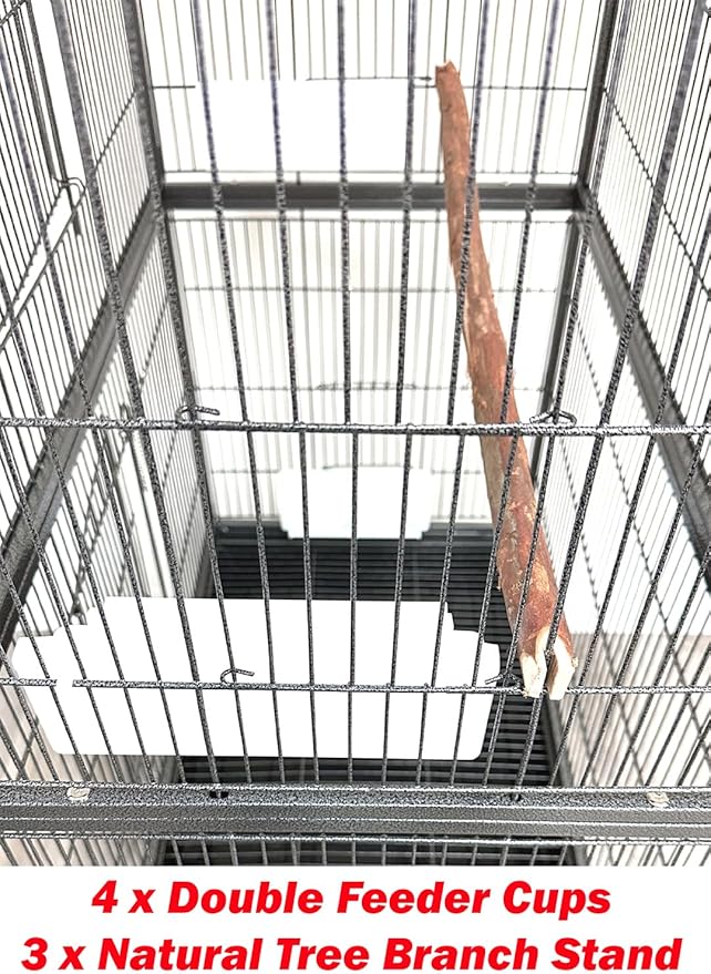 Extra Large Wrought Iron Breeding Flights Canary Parakeet Cockatiel Lovebird Finches Parrot Home Cage Double Large Front Doors 4 Side Doors Bottom Storage Shelf On Lockable Wheels