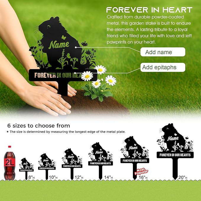 Custom Hamster Grave Marker Metal Memorial Stake for Cemetery or Garden Decoration, Personalized Loss of Hamster Remembrance Gift - Sympathy Sign Floral Plaque Tombstone