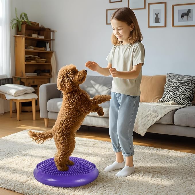 Dog Balance Disc 14", Dog Balance Equipment with Cushion and Pump, Pet Training Platform for Pet Rehabilitation Training, Strength Train Stability, Suitable for Small and Medium-Sized Pets