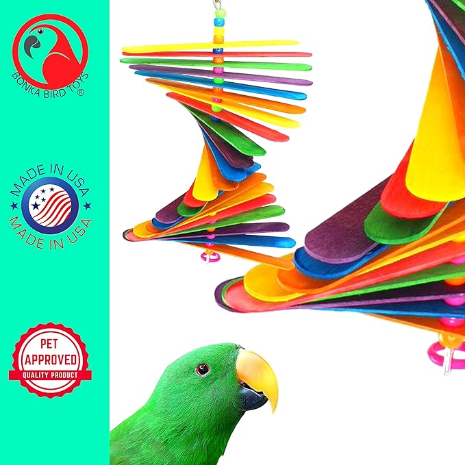 Bonka Bird Toys 867 Big Stick 9.50" x 6", Medium Parrot Chew Cage Toy, Conure, Quaker, Pionus, and Similar