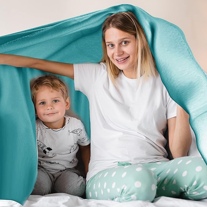 Fleece Throw Blanket Bulk Fleece Blankets Solid Lightweight Warm Soft Cozy Pet-Friendly for Home Bed Sofa Couch Dorm Office Wedding Gifts Travel Airplane Seasons (Petrol Blue, Pack of 6-50x60 Inches)
