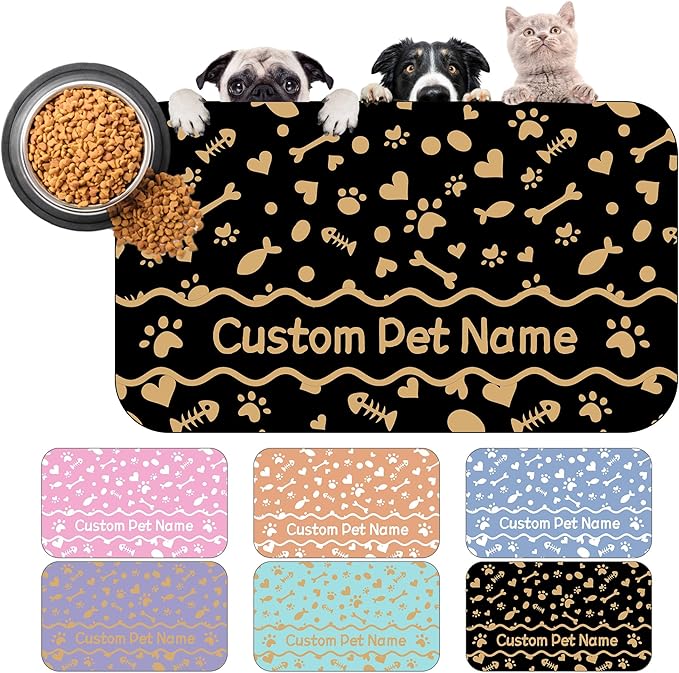 Personalized Dog Cat Mat with Name Photo Custom Placemat Feeding Mats for Food and Water Customized Non-Slip Waterproof Doormat for Bowls Outdoor Indoor Floors Customized Mat Gifts for Pet Owner