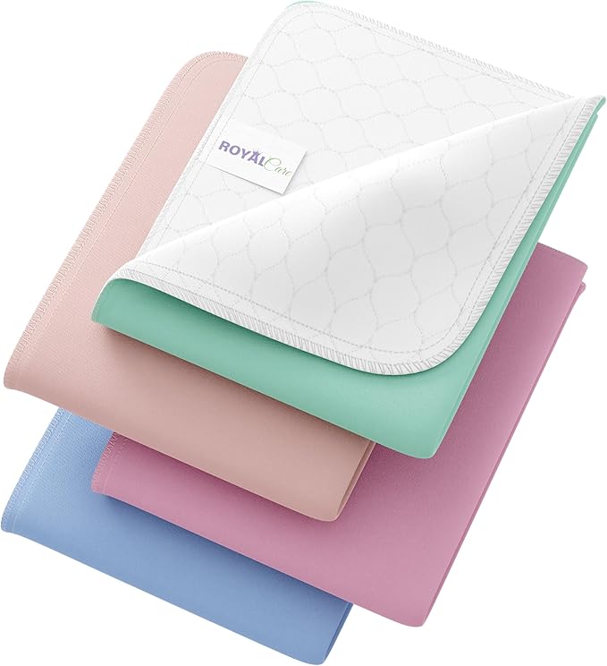 Incontinence Bed Pads - 4 Pack Reusable Waterproof Sofa, Mattress Protectors - Highly Absorbent, Machine Washable - for Children, Pets and Seniors - Assorted Colors (36" x 42" - 4 Pack - Multi Color)