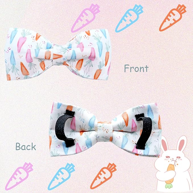 Lionheart glory Easter Dog Collar with Bow Tie Carrot Print Dog Collar Girl or Boy Soft Durable Adjustable Puppy Gift Collar Bows Spring Collar Dog Bow