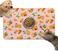 Dog Food Mat for Bowls, Absorbent Quick Dry Dog Cat Mats for Food and Water, Non-Slip Backing Pet Mat Pet Supplies - Orange Pattern