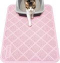 Cat Litter Mat Litter Trapping Mat, 24" x 17" Premium Durable PVC Grid Mesh with Scatter Control, Non-slip, Less Waste Cat Litter Box Mat, Pink