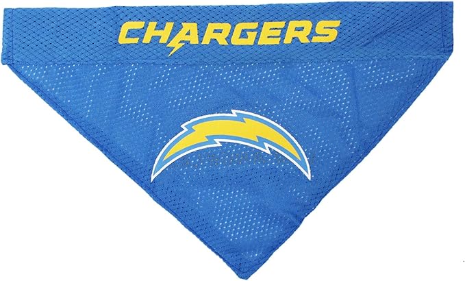 Pets First NFL DOG BANDANA - LOS ANGELES CHARGERS REVERSIBLE PET BANDANA. 2 Sided Sports Bandana with a PREMIUM Embroidery TEAM LOGO, Small/Medium. - 2 Sizes & 32 NFL Teams available