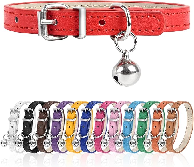S Dog Collar for Small Dogs Adjustable Dog Collars Cat Collar for Small Medium Large Dogs 3/8 inch Width (Red, S)