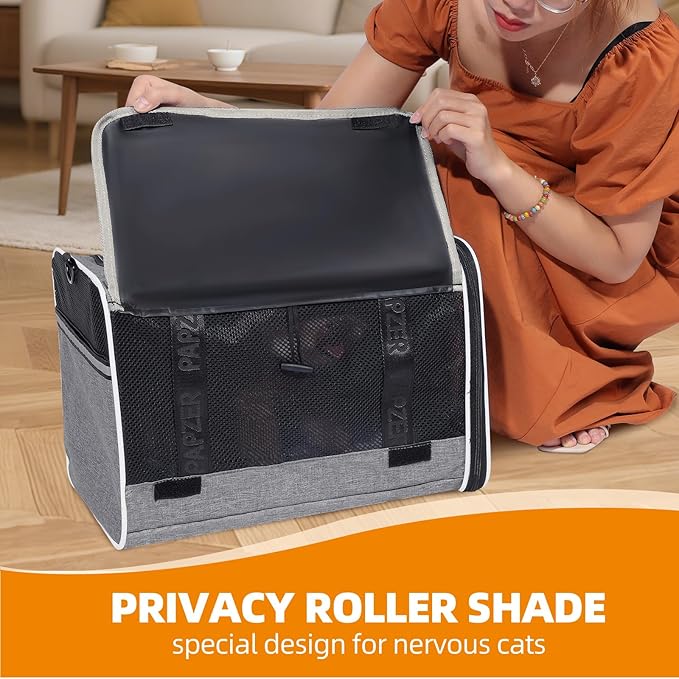 Top Loading Medium Cat Carrier with Privacy Curtain, Soft-Sided Small Pet Travel Crate Vet Visit, Little Puppy Dog Kennel Bag Suitcase Luggage Sleeve, 18x11x11 Inch Grey