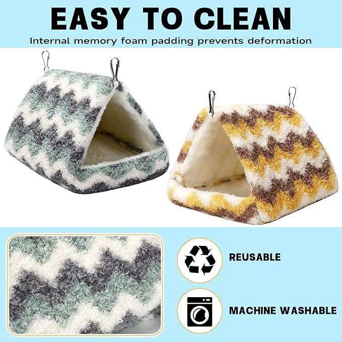 2 Pack Bird Nest House, Hanging Hammock Fluffy Parrots Bird Bed for Cage Bird Plush Nest for Parrot Macaw Budgies Eclectus Parakeet Cockatiels Cockatoo Lovebird