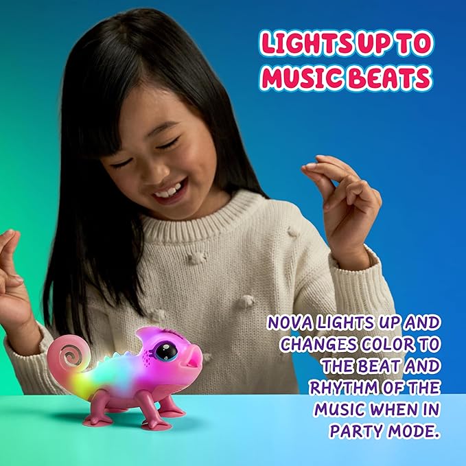Little Live Pets Nova The Li’l Chameleon Toy, Interactive Light Up Toy Pet with 30+ Sounds and Beat Detection, Interactive Animal Toys for Ages 5+